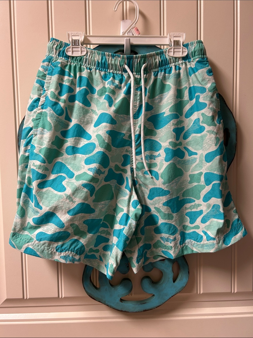 Magellan Outdoors Aqua Camo Swim Trunks - Teal & Mint